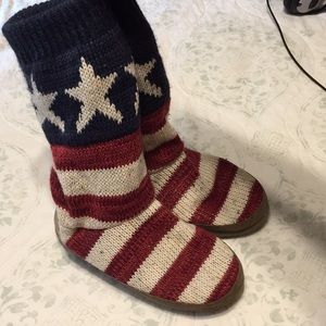 Muk Luks Red, White, and Blue Star Slippers